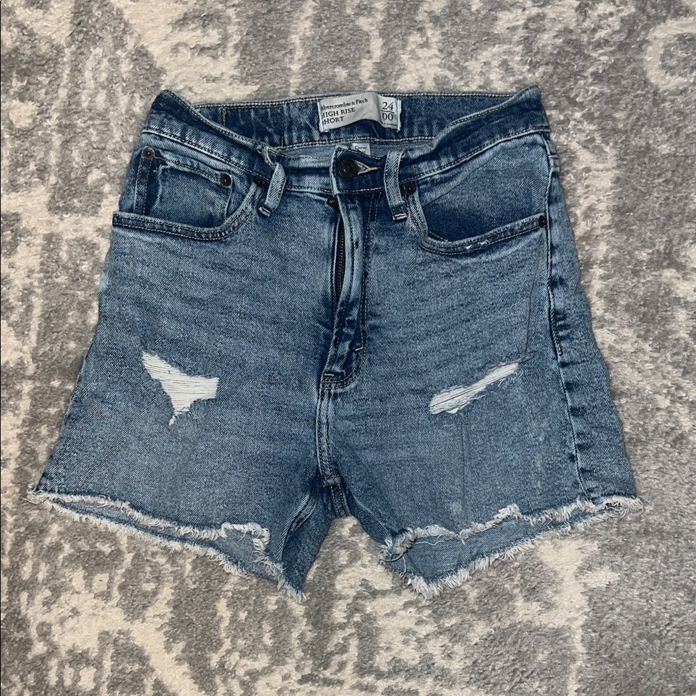 Abercrombie & Fitch Blue Distressed Jean Shorts
